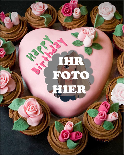 Rosa Kuchen Herzfoermiger Kuchen Bilderrahmen - Rosa Kuchen Herzförmiger Kuchen Bilderrahmen